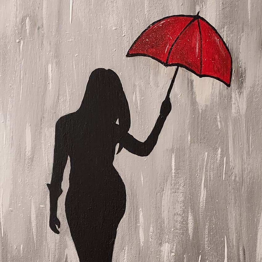canvas-standing-umbrella Silhouette of lady holding an umbrella
